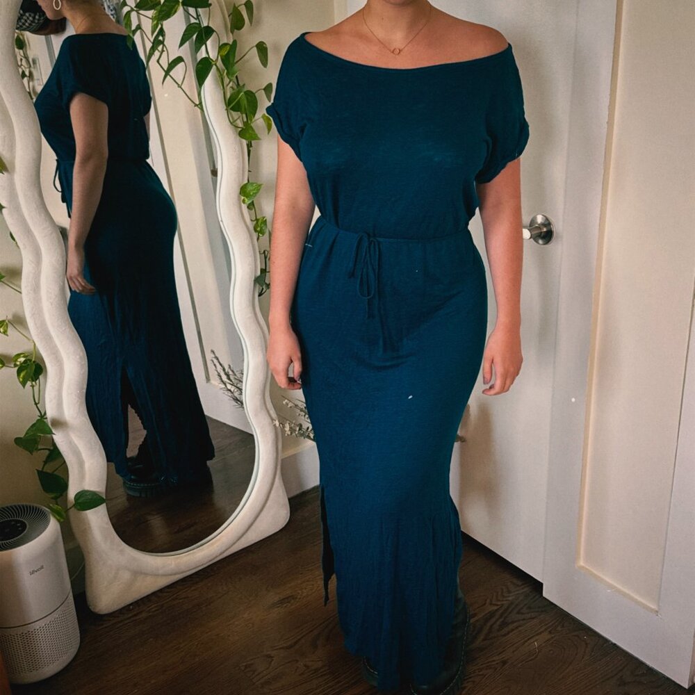 Blue Linen Maxi Dress-Lou & Grey